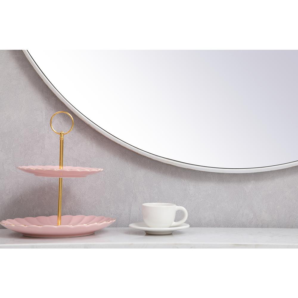 Metal frame round mirror with decorative hook 39 inch in silver. Picture 3