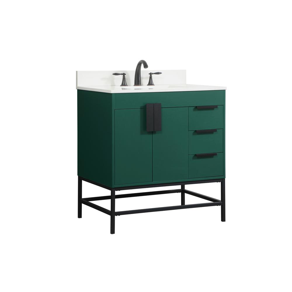 32 inch Single bathroom vanity in green with backsplash. Picture 7