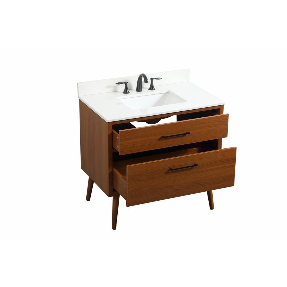 36 inch Single bathroom vanity in teak with backsplash. Picture 9