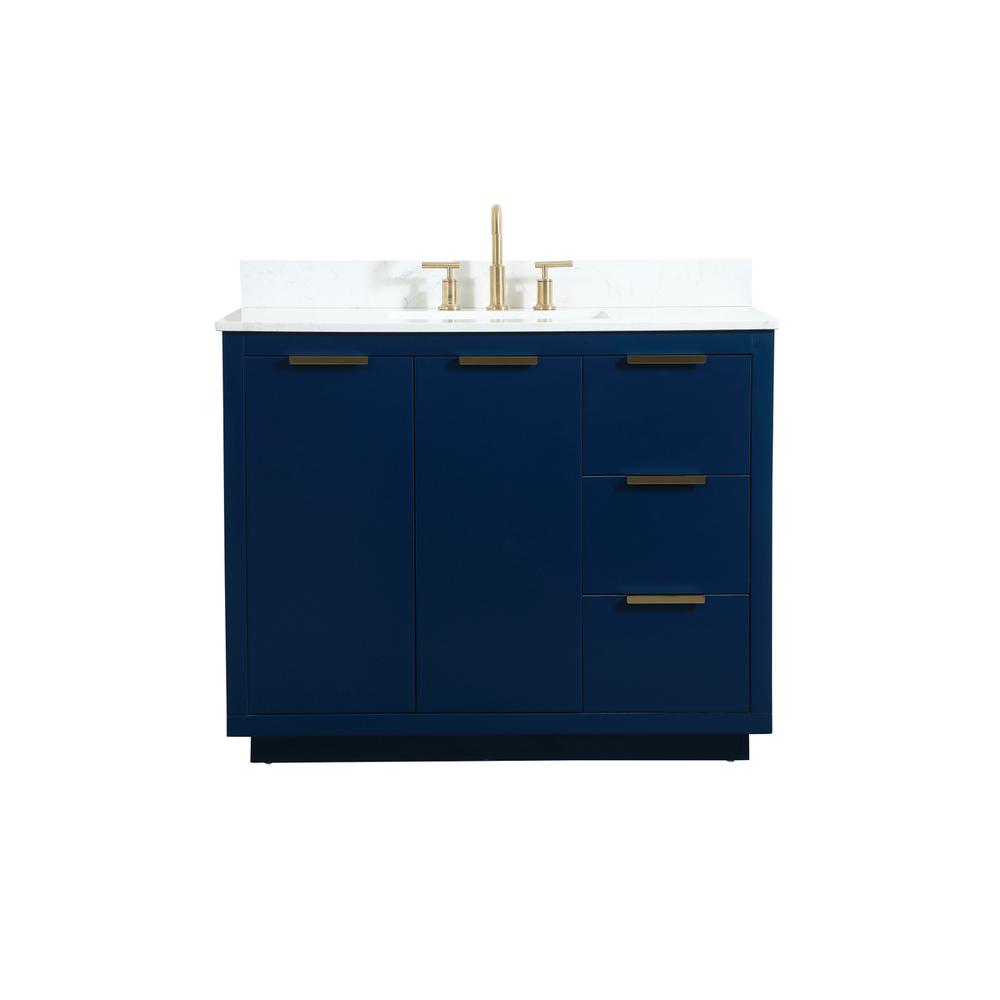 42 inch Single bathroom vanity in blue with backsplash. Picture 1