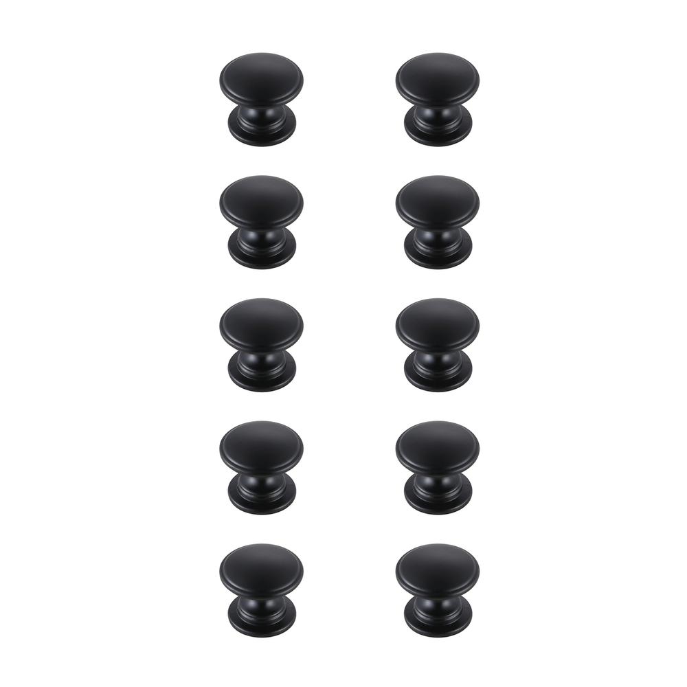 Kaid 1.2" Diameter Matte Black Mushroom Knob Multipack (Set of 10). Picture 1