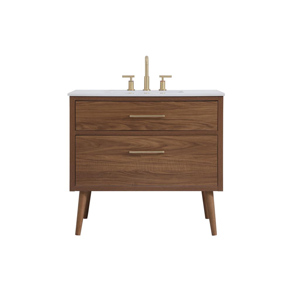 36 inch bathroom vanity in Walnut Brown. Picture 1