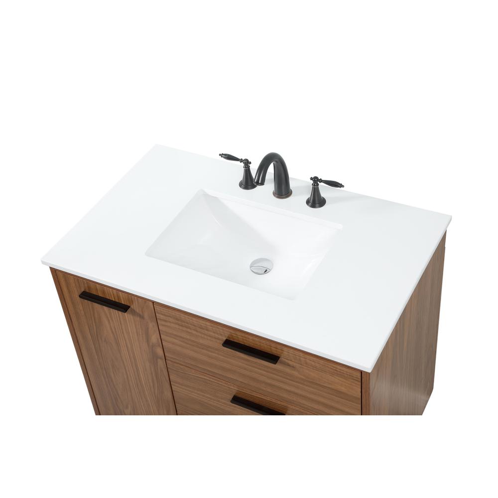 36 inch Single bathroom vanity in walnut brown. Picture 10