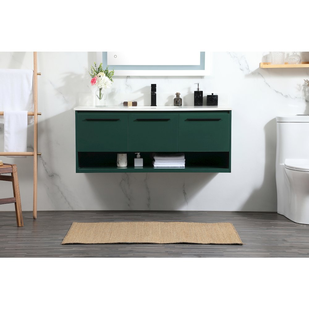 48 Inch Single Bathroom Vanity In Green With Backsplash. Picture 2