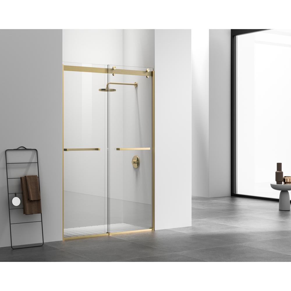 Semi-frameless shower door 48 x 76 Brushed Gold. Picture 3