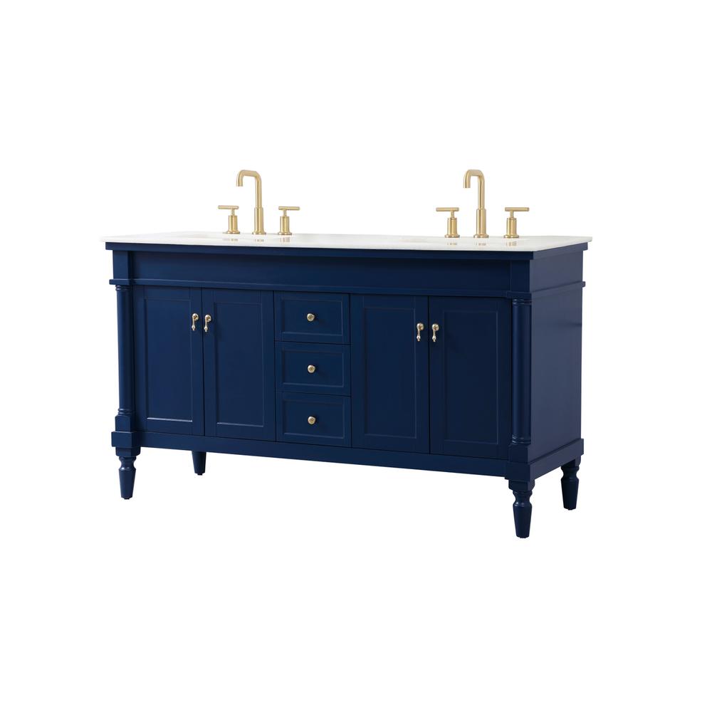 60 inch double bathroom vanity in blue. Picture 7