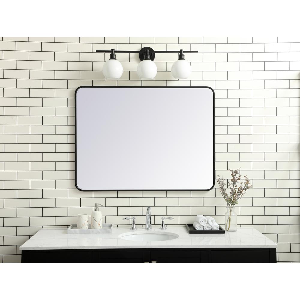Soft corner metal rectangular mirror 30x40 inch in Black. Picture 9