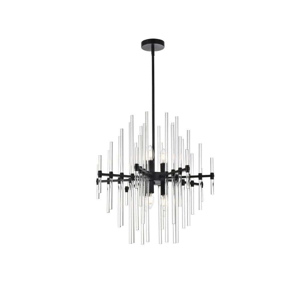 Sienna 23 inch crystal rod pendant in black. Picture 1