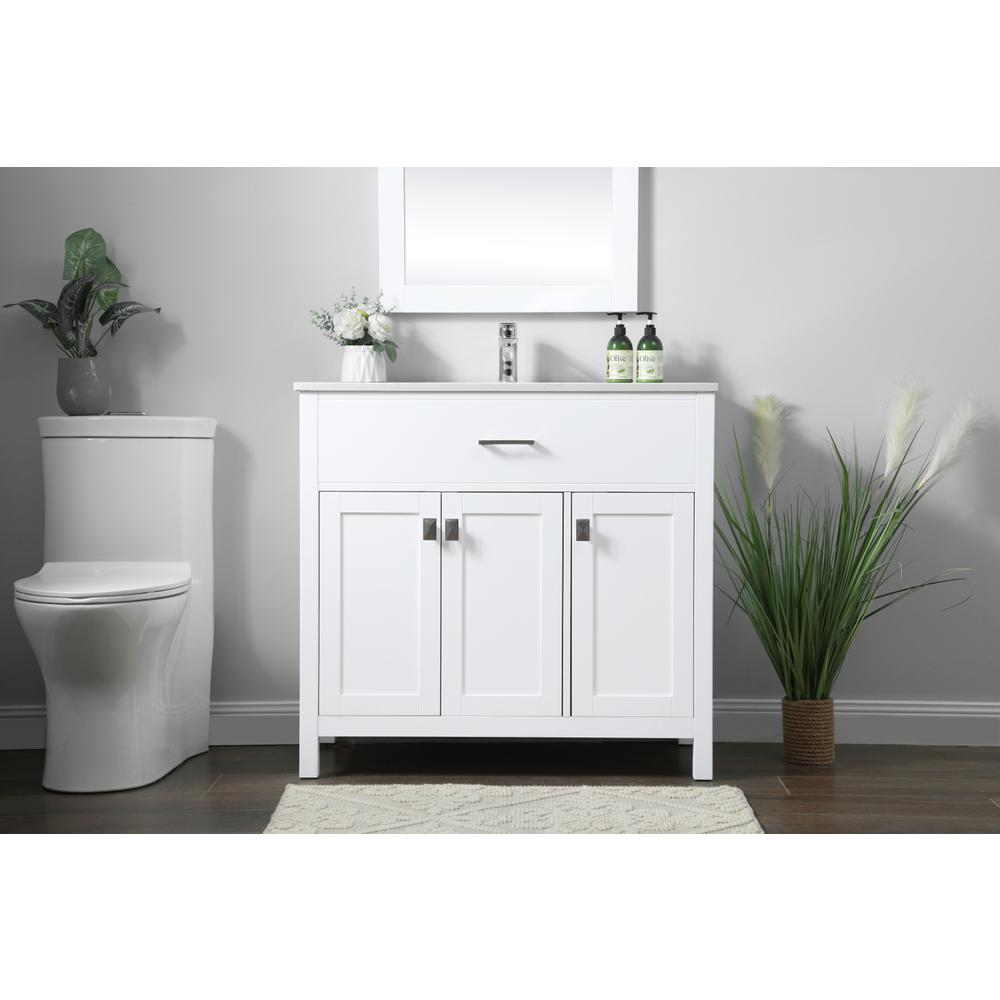 36 Inch SIngle Bathroom Vanity In White. Picture 14