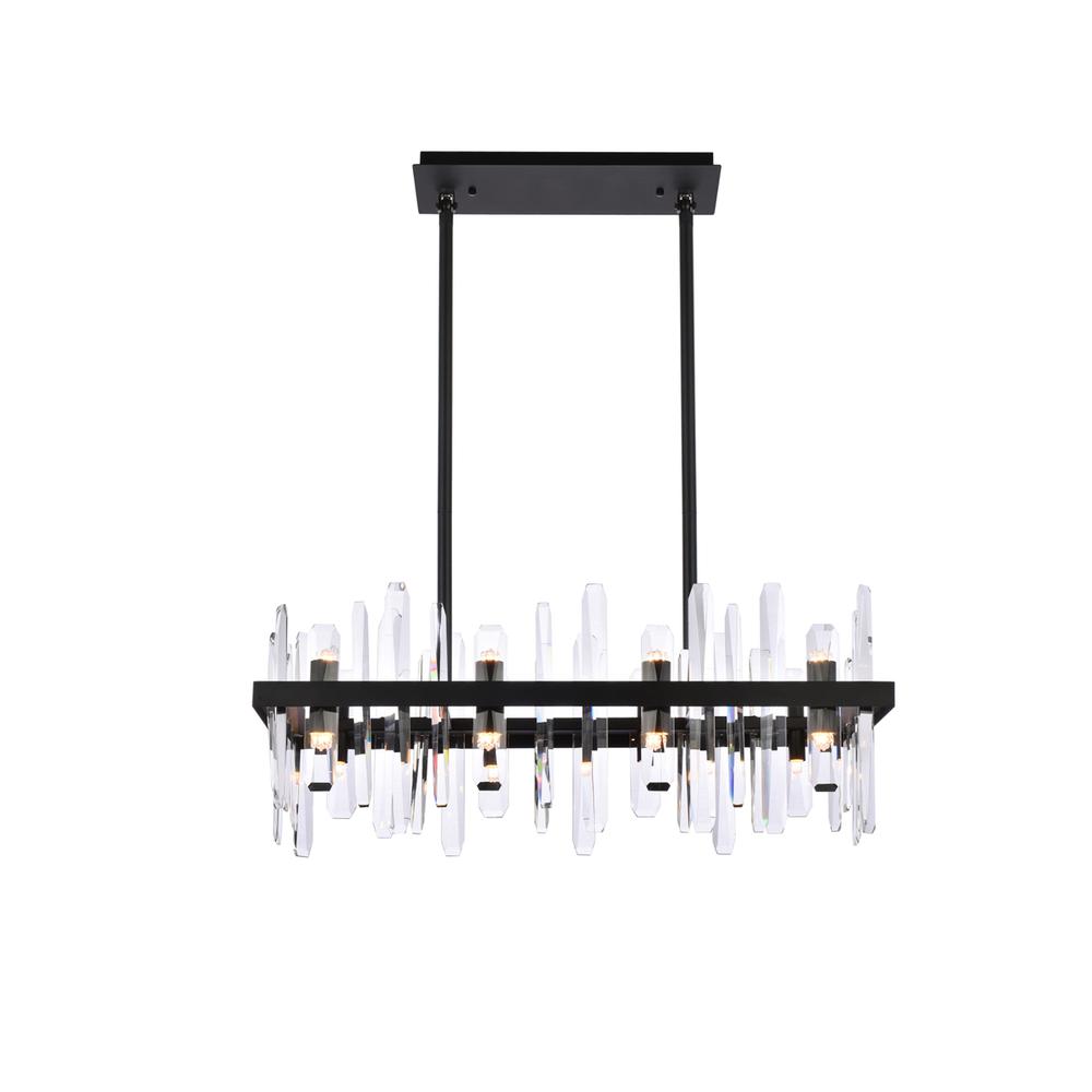 Serena 30 inch crystal rectangle chandelier in black. Picture 1