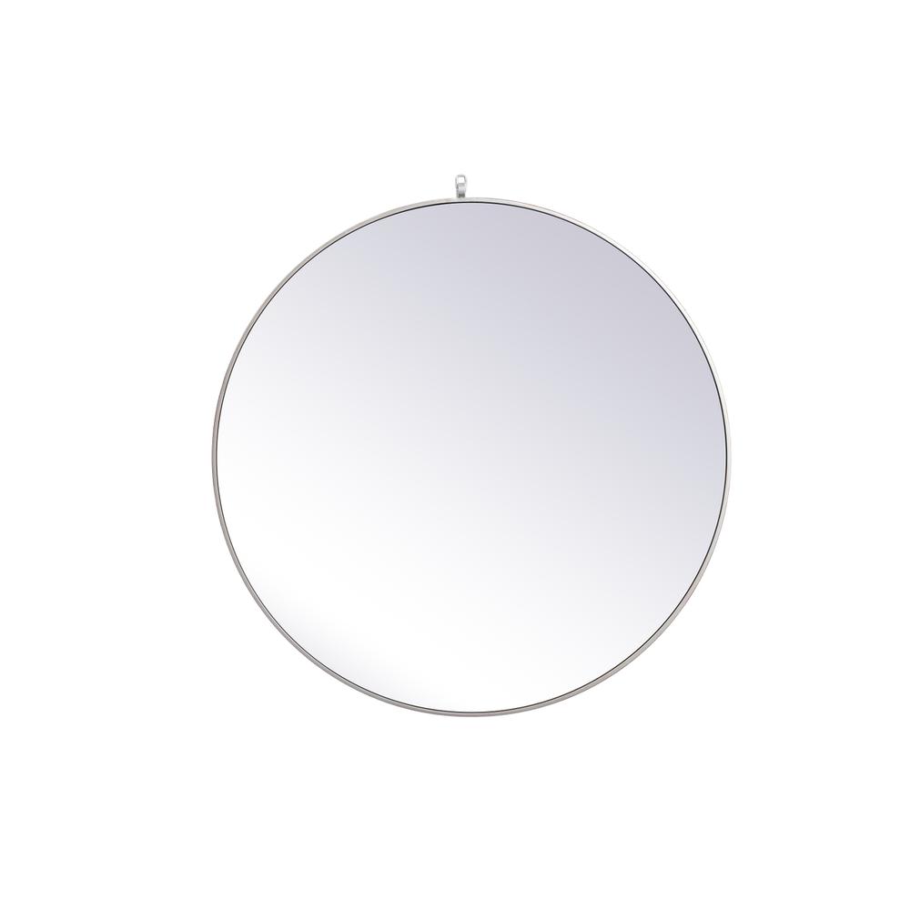 Metal frame round mirror with decorative hook 39 inch in silver. Picture 1