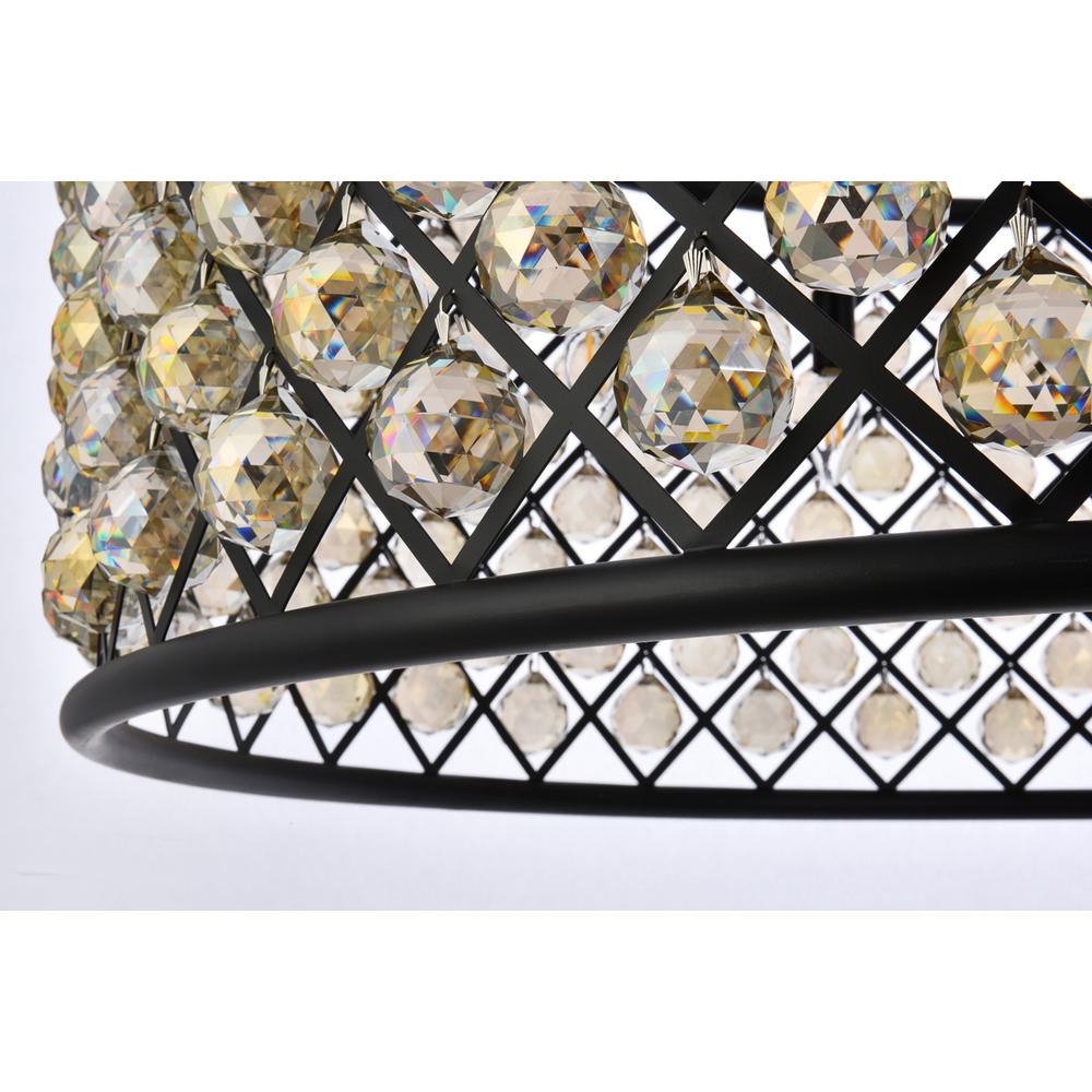 Madison 10 light Matte Black Chandelier Golden Teak (Smoky) Royal Cut Crystal. Picture 3