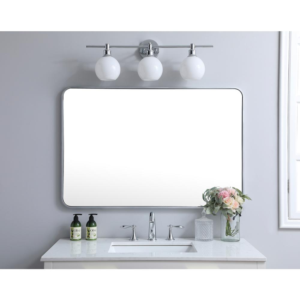 Soft corner metal rectangular mirror 28x42 inch in Silver. Picture 9