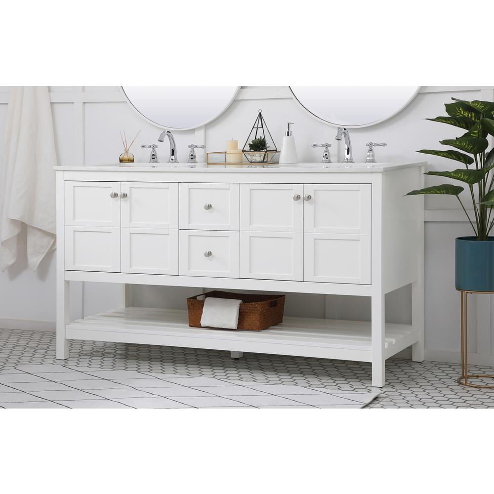 60 inch Single Bathroom Vanity in White. Picture 2
