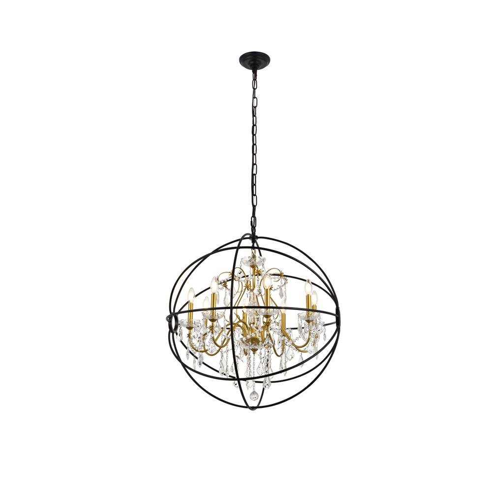 Cordelia 8 Light Black and Gold Crystal Pendant. Picture 2
