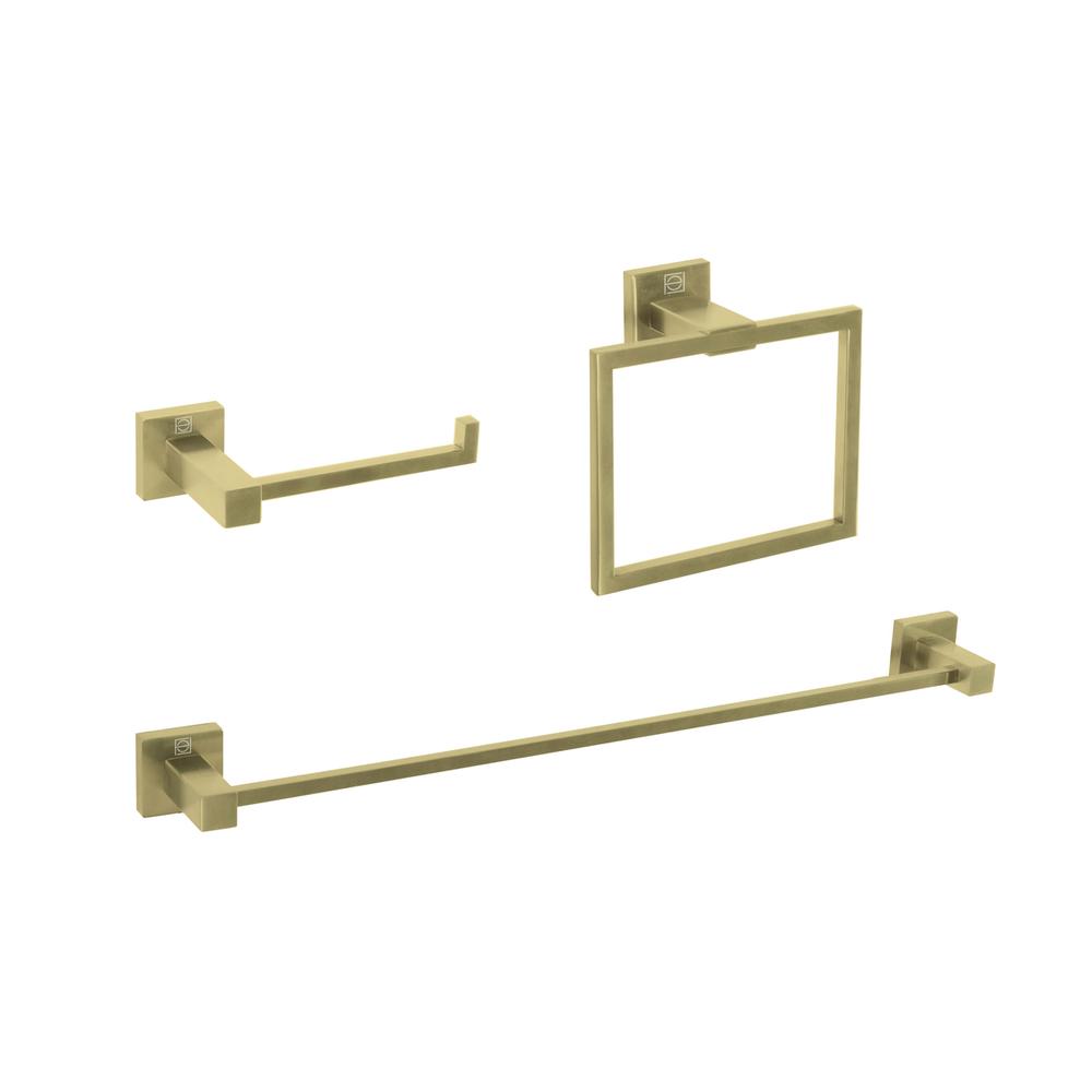 Isla 3-Piece Bathroom Hardware Set in Brushed Gold. Picture 1