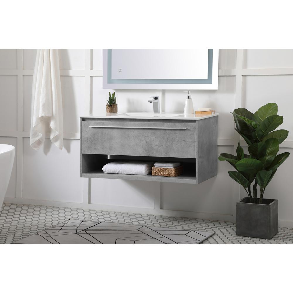 40 inch  Single Bathroom Floating Vanity in Concrete Grey. Picture 2