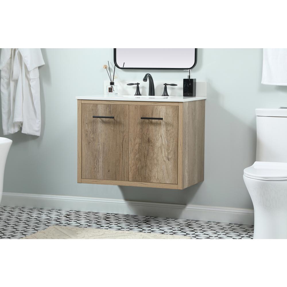 30 inch Single bathroom vanity in natural oak with backsplash. Picture 4