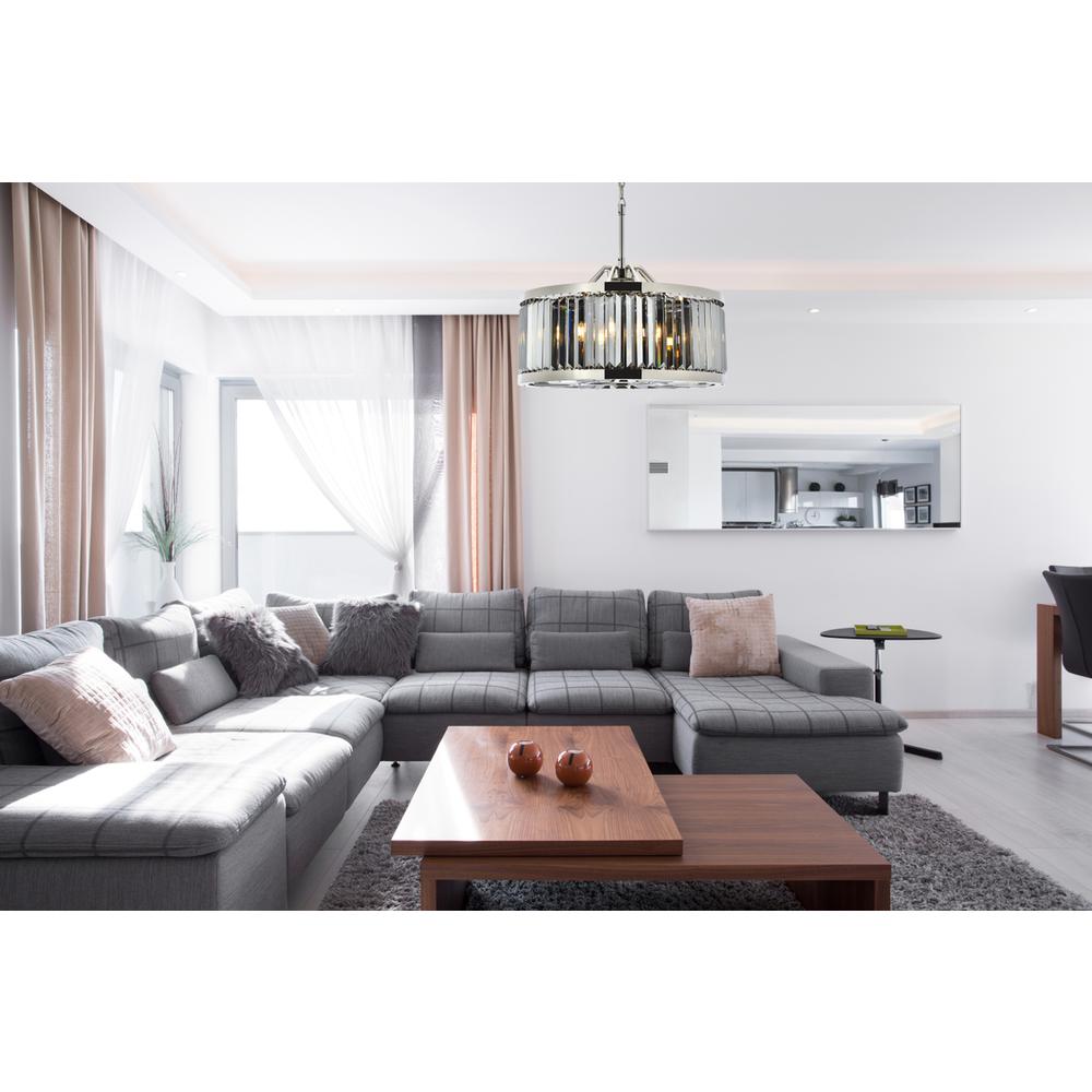 Chelsea 8 light polished nickel Chandelier Silver Shade (Grey) Royal Cut Crystal. Picture 7