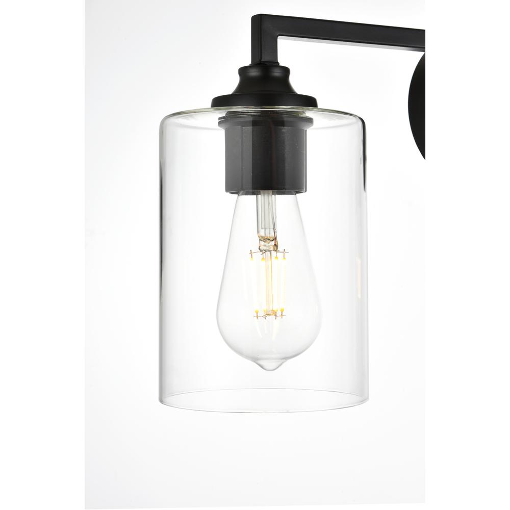 Mayson 3 light Black and Clear Bath Sconce. Picture 4