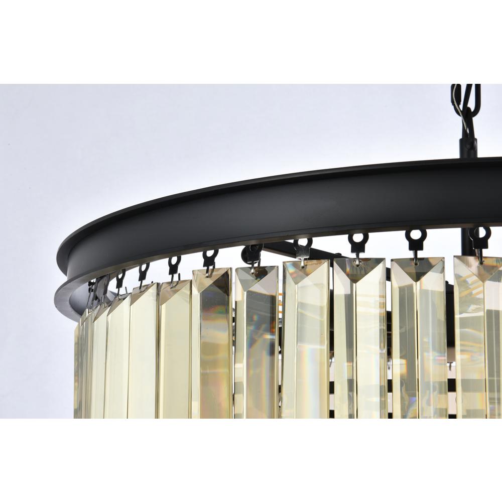 Sydney 9 light Matte Black Chandelier Golden Teak (Smoky) Royal Cut Crystal. Picture 5