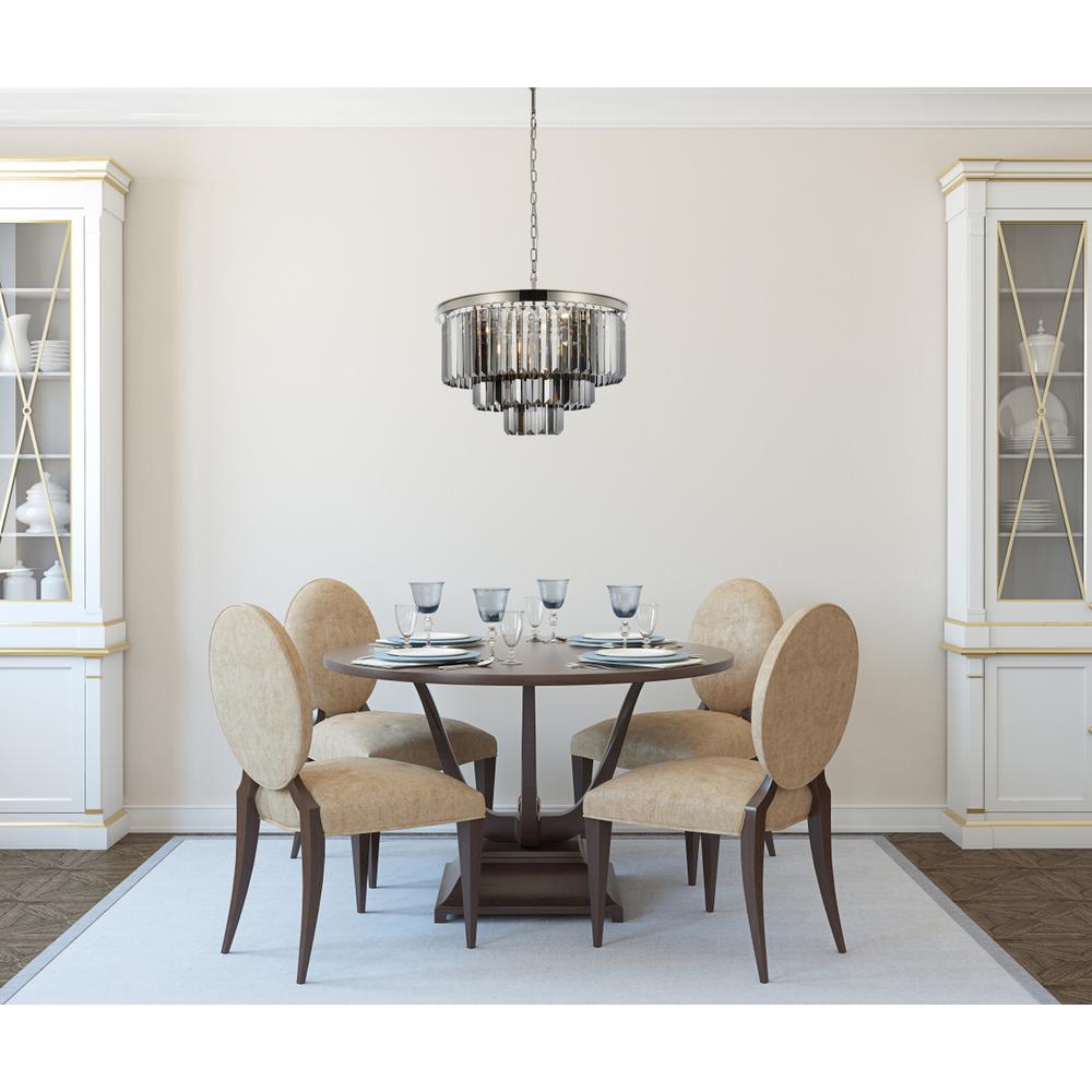 Sydney 9 light polished nickel Chandelier Silver Shade (Grey) Royal Cut Crystal. Picture 7