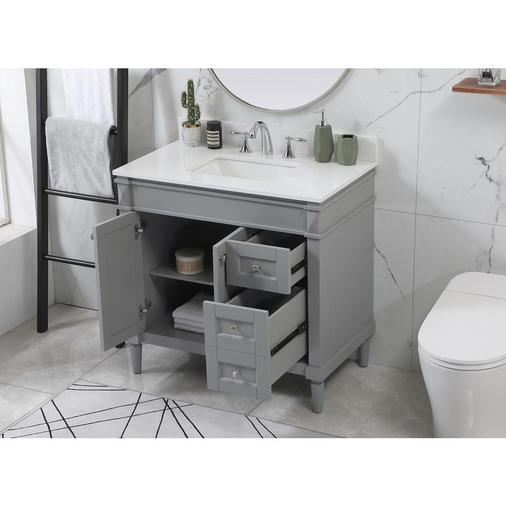 36 inch Single bathroom vanity in grey with backsplash. Picture 3