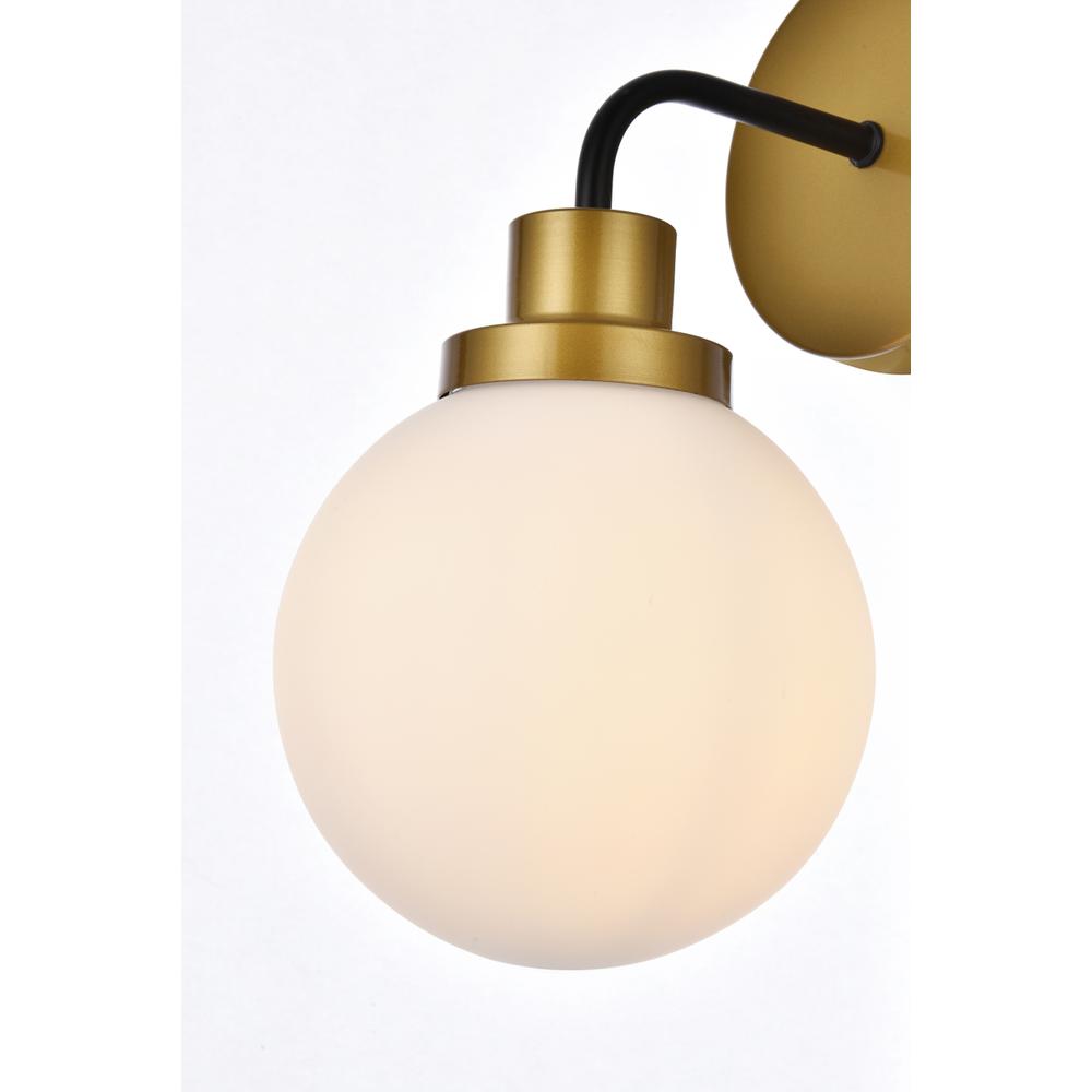 Hanson 1 light bath sconce in black with brass with frosted shade. Picture 3