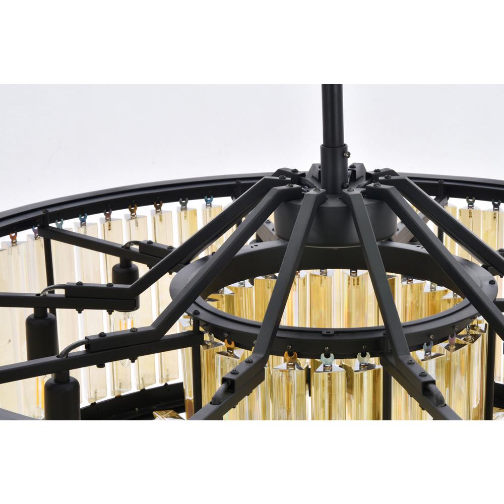 Chelsea 10 light Matte Black Chandelier Golden Teak (Smoky) Royal Cut Crystal. Picture 4
