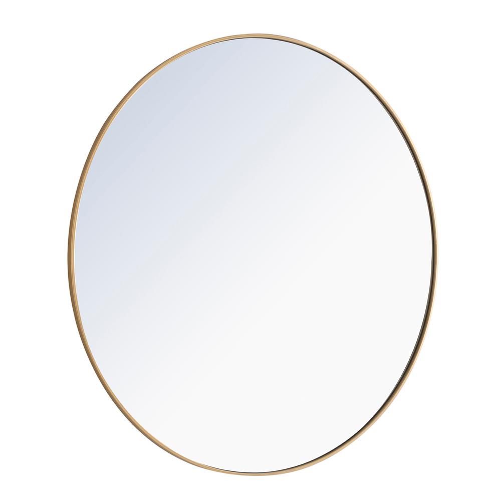 Metal frame Round Mirror 48 inch Brass finish. Picture 4