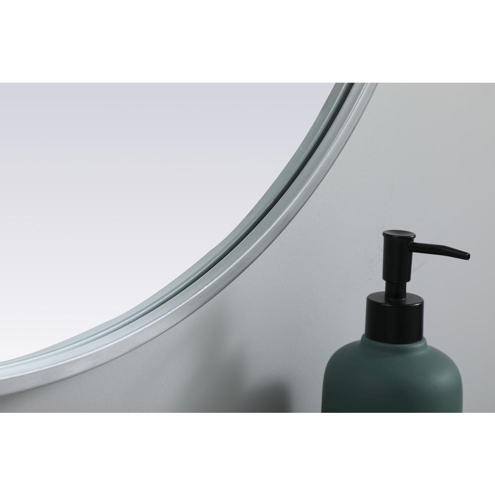 Metal Frame Oval Mirror 24x30 Inch in Silver. Picture 6