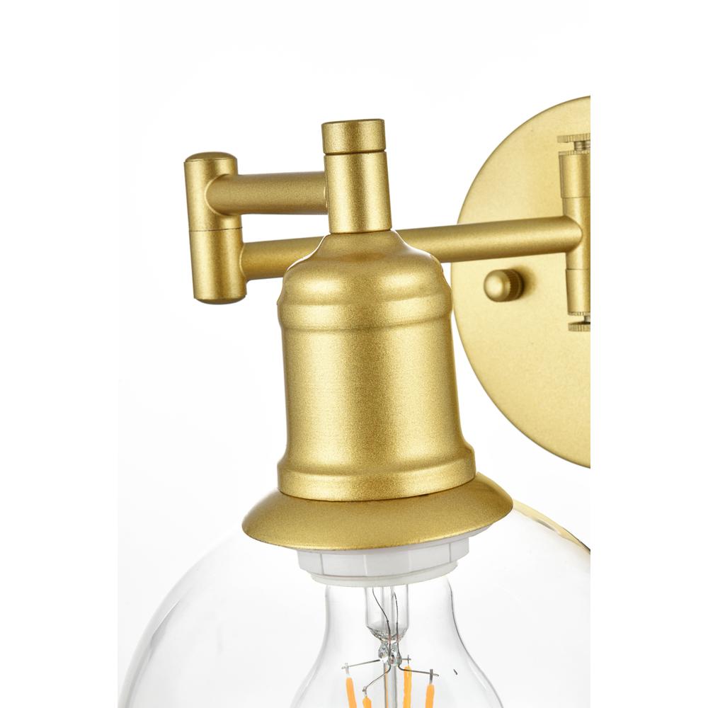 Davian 1 light Brass and Clear swing arm wall sconce. Picture 5