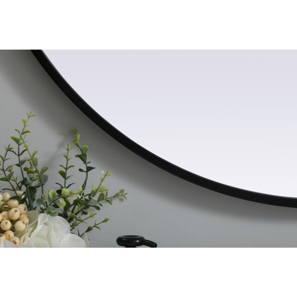 Metal Frame Oval Mirror 30x36 Inch in Black. Picture 5