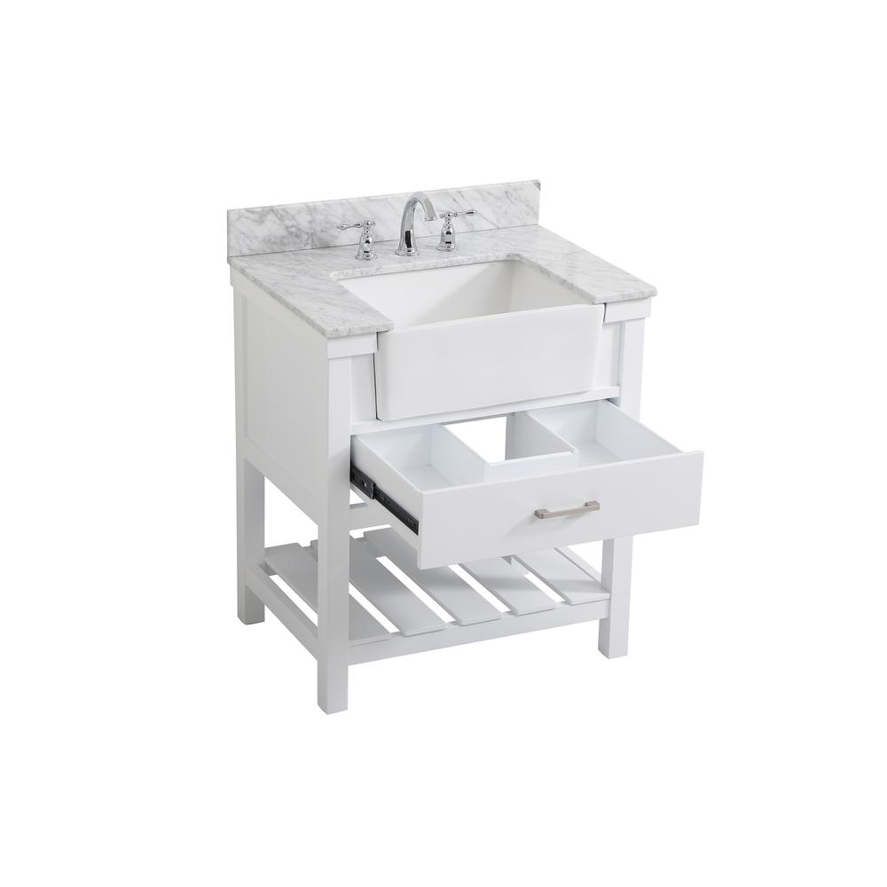 30 inch Single bathroom vanity in white with backsplash. Picture 9