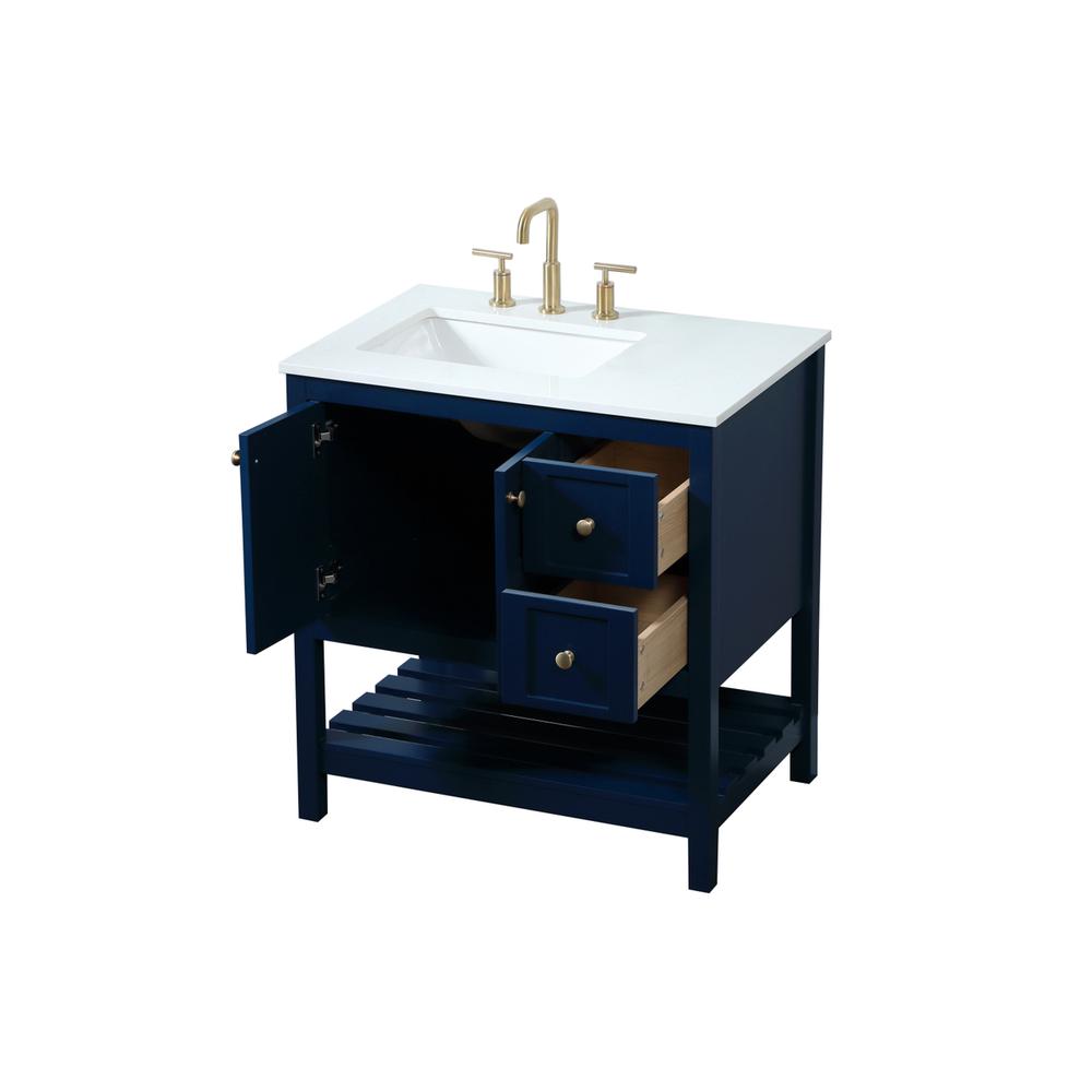 32 inch Single bathroom vanity in blue. Picture 9