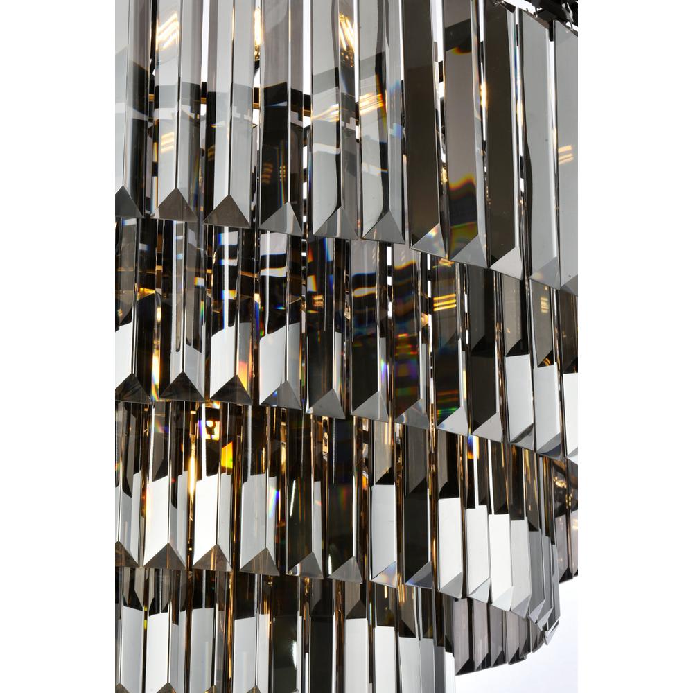 Sydney 33 light Matte Black Chandelier Silver Shade (Grey) Royal Cut Crystal. Picture 3