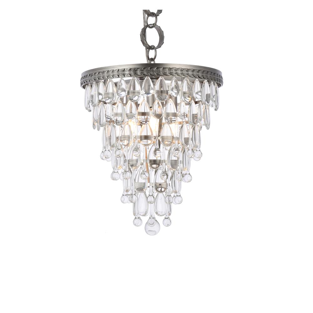 Nordic 3 light antique silver Pendant Clear Royal Cut Crystal. Picture 2