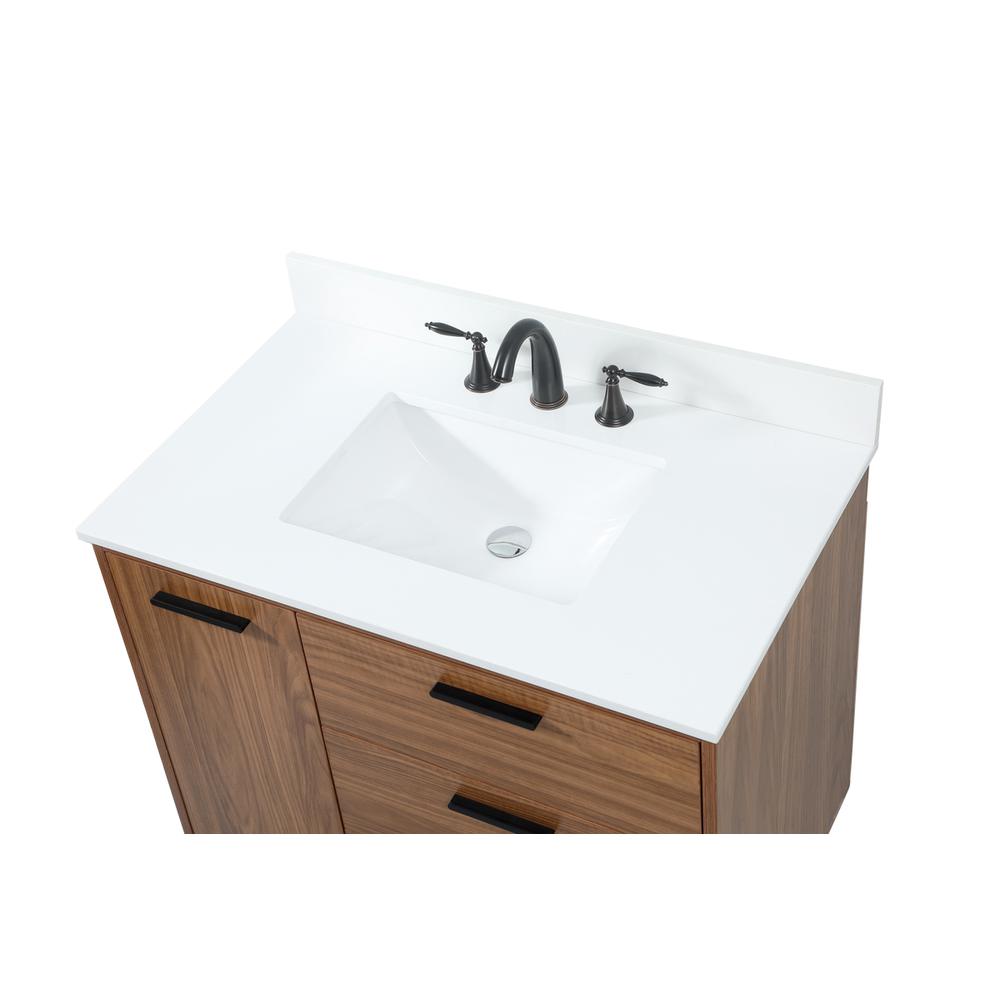 36 inch Single bathroom vanity in walnut brown with backsplash. Picture 10