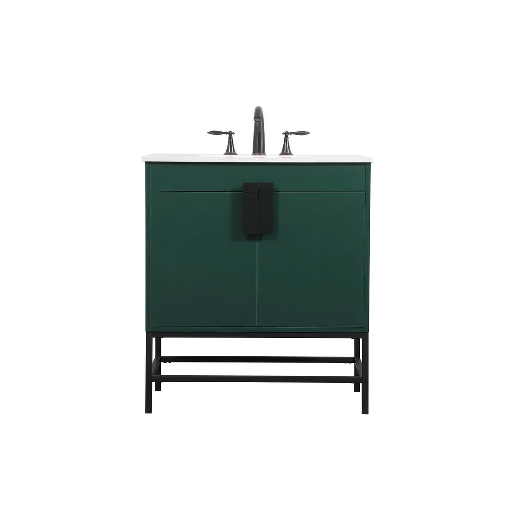 30 inch Single bathroom vanity in green. Picture 1