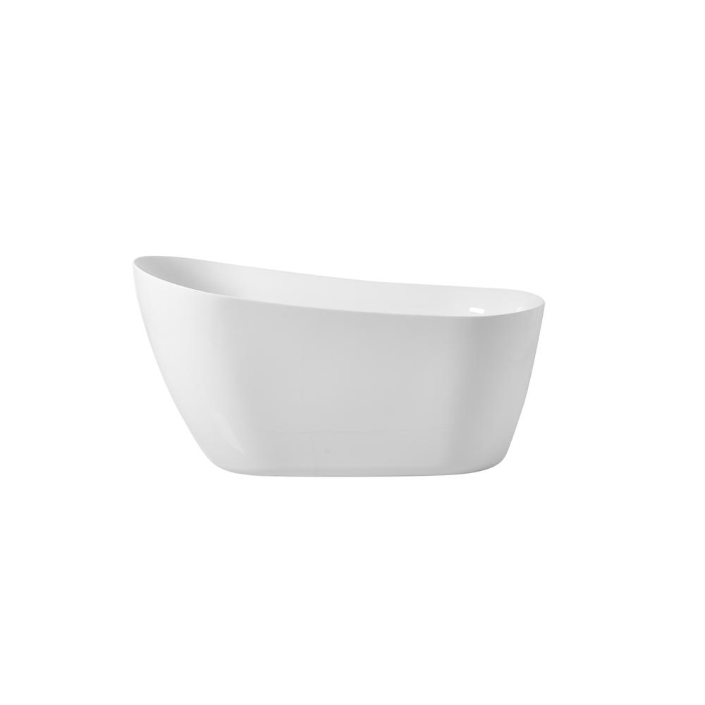 54 inch soaking Single slipper bathtub in glossy white. Picture 1