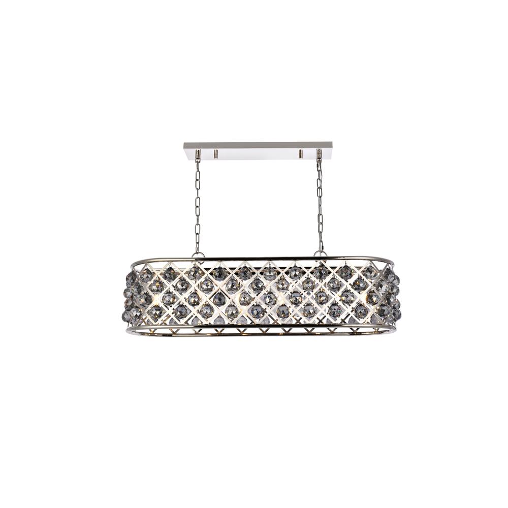 Madison 6 light polished Nickel Chandelier Silver Shade (Grey) Royal Cut Crystal. Picture 1