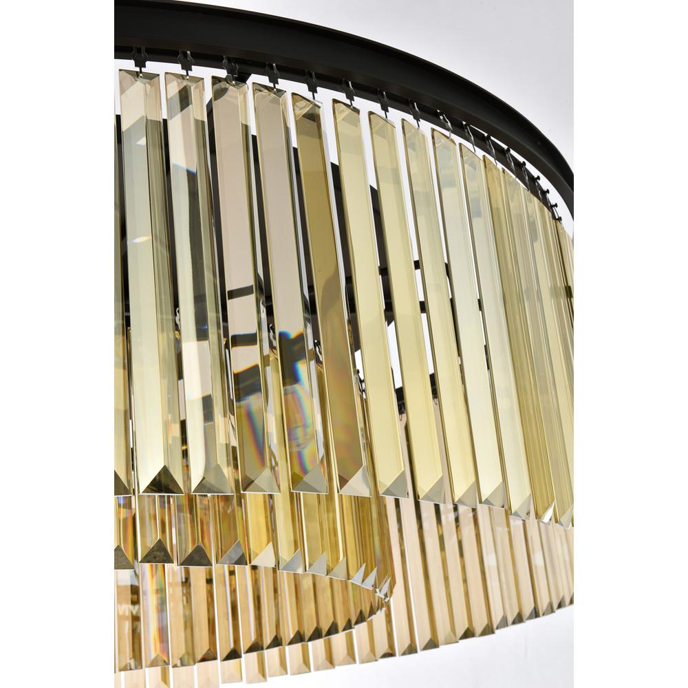 Sydney 10 light Matte Black Flush Mount Golden Teak (Smoky) Royal Cut Crystal. Picture 5