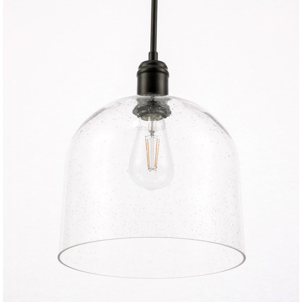 Gabe 1 light Black and Clear seeded glass pendant. Picture 12