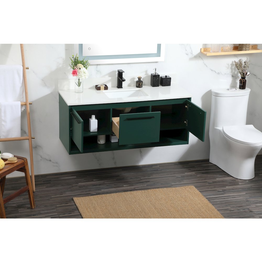 48 Inch Single Bathroom Vanity In Green With Backsplash. Picture 4
