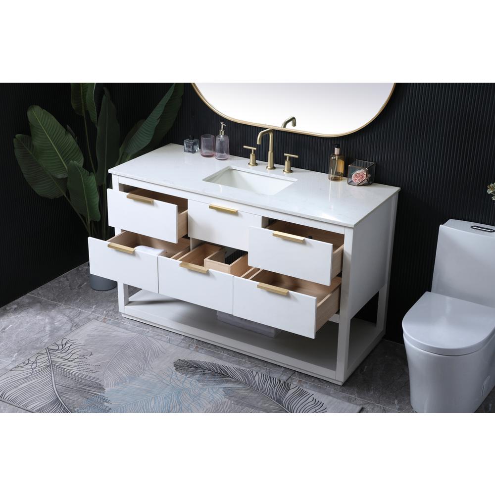 54 Inch SIngle Bathroom Vanity In White. Picture 3