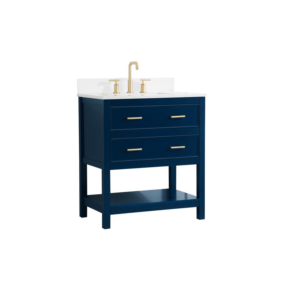 30 inch Single Bathroom Vanity in Blue with Backsplash. Picture 7