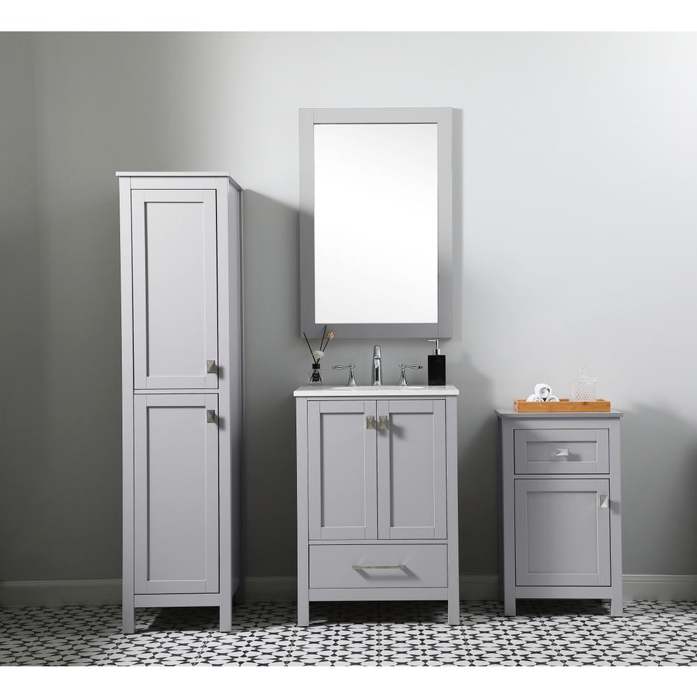 18 Inch Wide Bathroom Storage Freedstanding Cabinet In Grey. Picture 10
