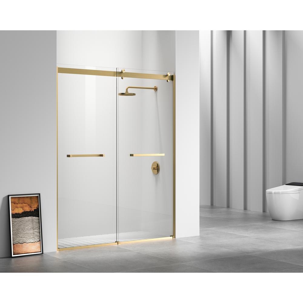 Semi-frameless shower door 60 x 76 Brushed Gold. Picture 3