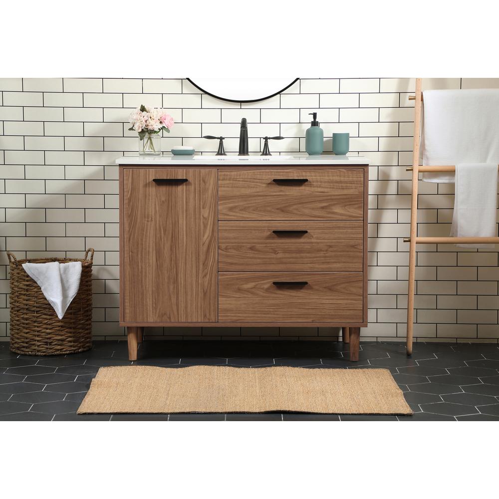 42 inch Single bathroom vanity in walnut brown. Picture 14