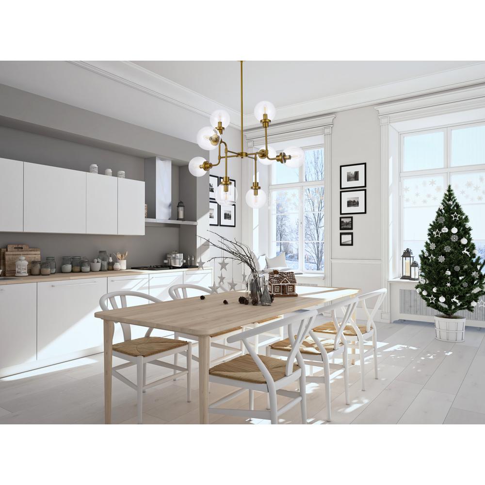 Hanson 8 lights pendant in brass with clear shade. Picture 8